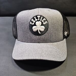 Gray Celtics Trucker Snapback Hat